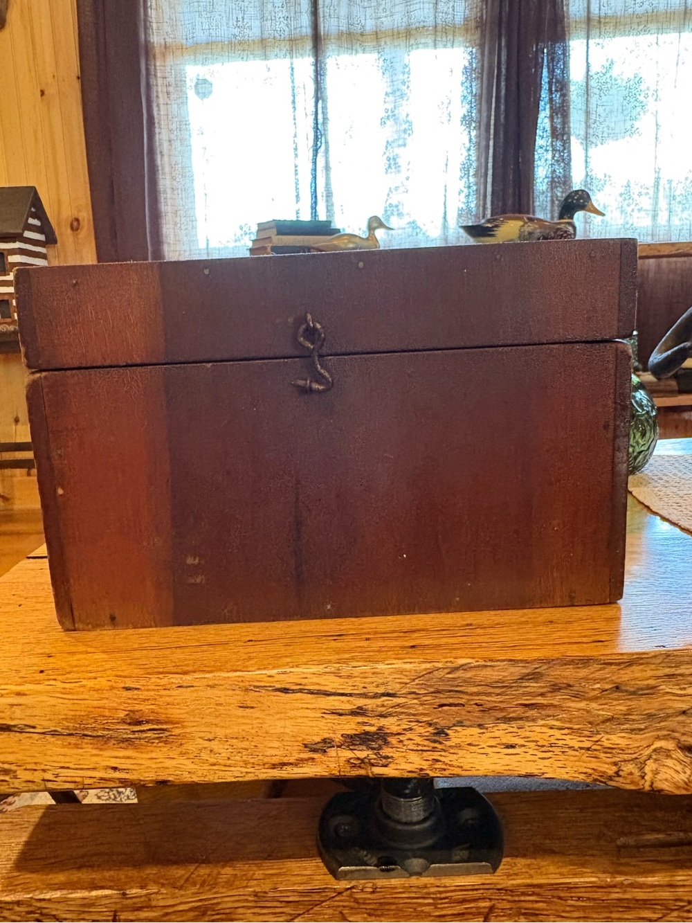 Vintage Primitive Wooden Storage/recipe box-Rustic Hinged